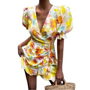 Runaway the Label Zola Citrus Print Mini Dress Size S